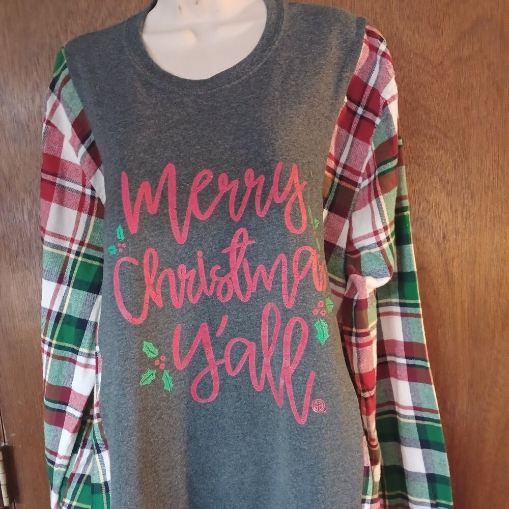 Merry Christmas Yall flannel/ tshirt - Picture 1 of 2